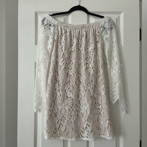 White mini lace dress